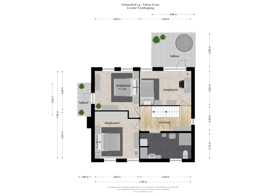 Bekijk plattegrond van EERSTE VERDIEPING van Gitaarhof 14