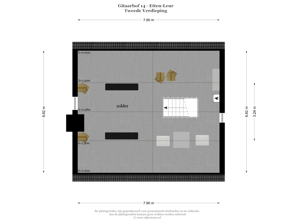 Bekijk plattegrond van TWEEDE VERDIEPING van Gitaarhof 14