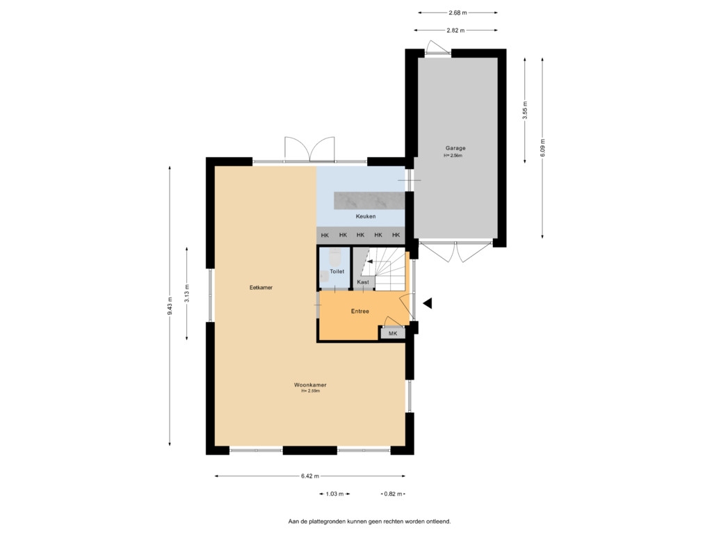 Bekijk plattegrond van Begane grond van Dorpsstraat 57