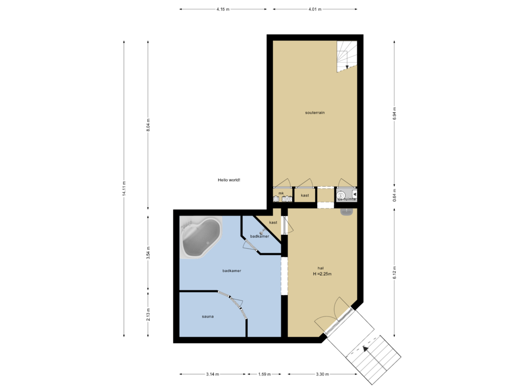 View floorplan of Souterrain of Driestweg 4