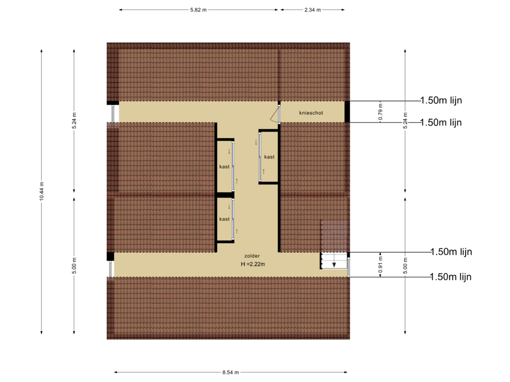 View floorplan of Bijgebouw zolder of Driestweg 4