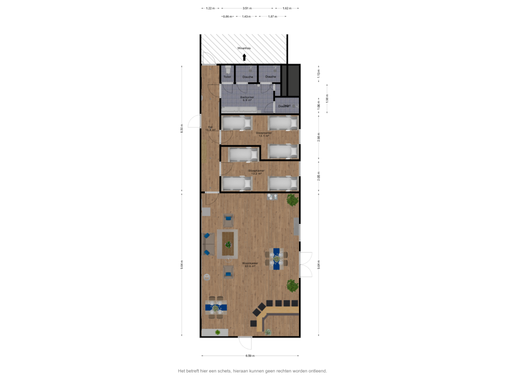 Bekijk plattegrond van B&B van Tilstraat H 11