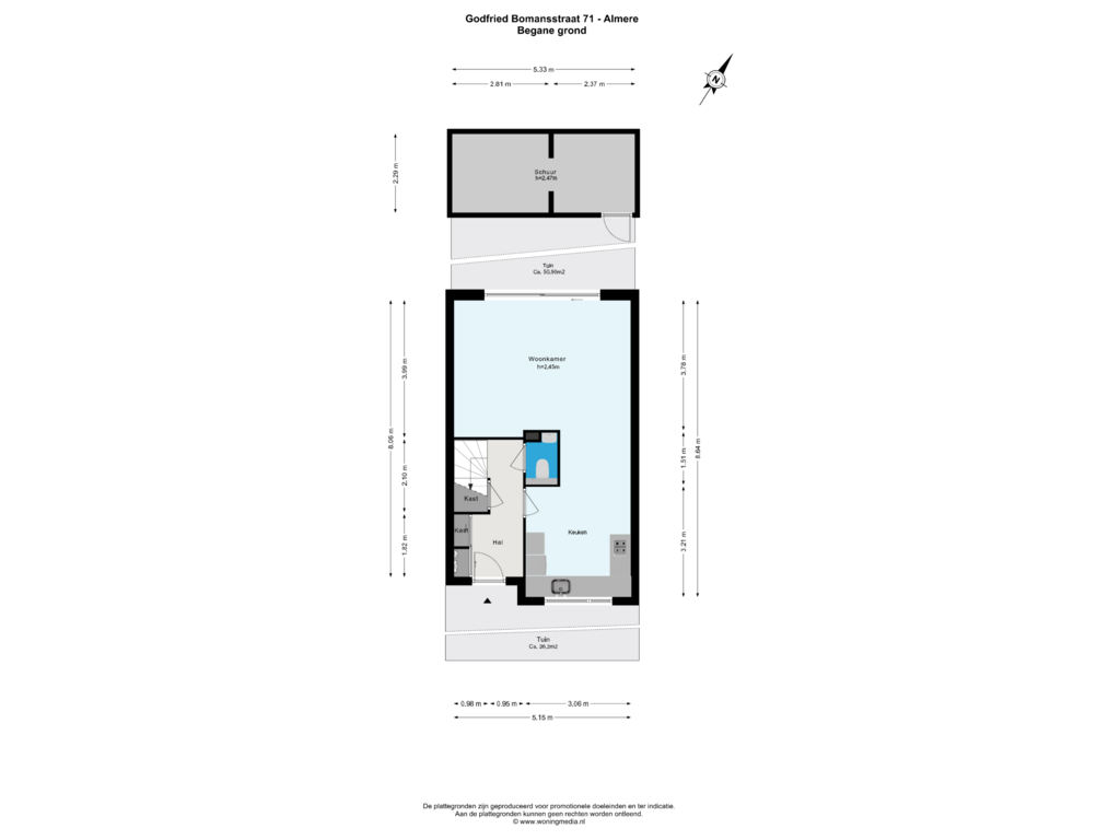 Bekijk plattegrond van Begane grond van Godfried Bomansstraat 71