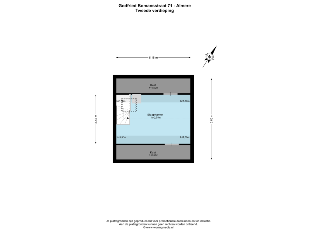 Bekijk plattegrond van Tweede verdieping van Godfried Bomansstraat 71