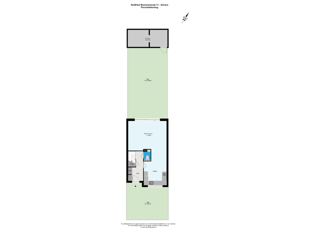 Bekijk plattegrond van Perceeltekening van Godfried Bomansstraat 71