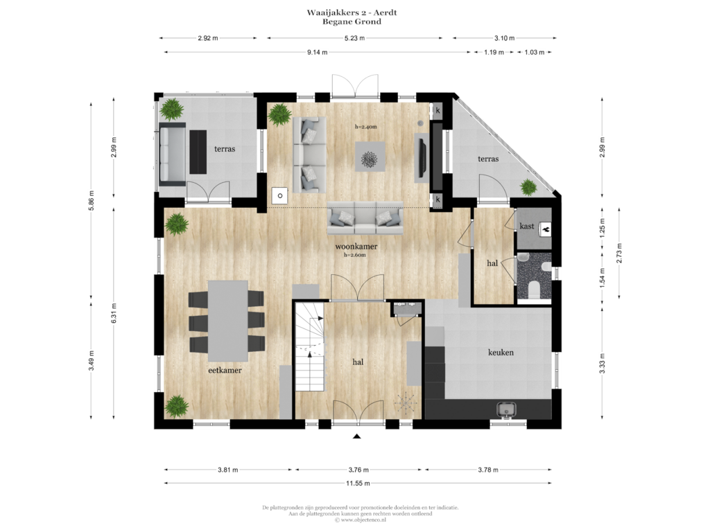 Bekijk plattegrond van Begane Grond van Waaijakkers 2