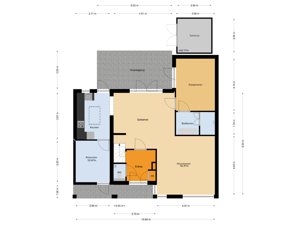 Bekijk plattegrond van Begane grond van Burnierlaan 46