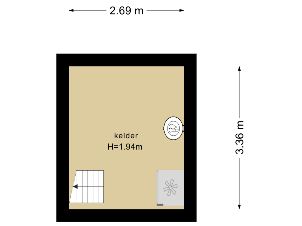 Bekijk plattegrond van Kelder van Doornspijkstraat 1