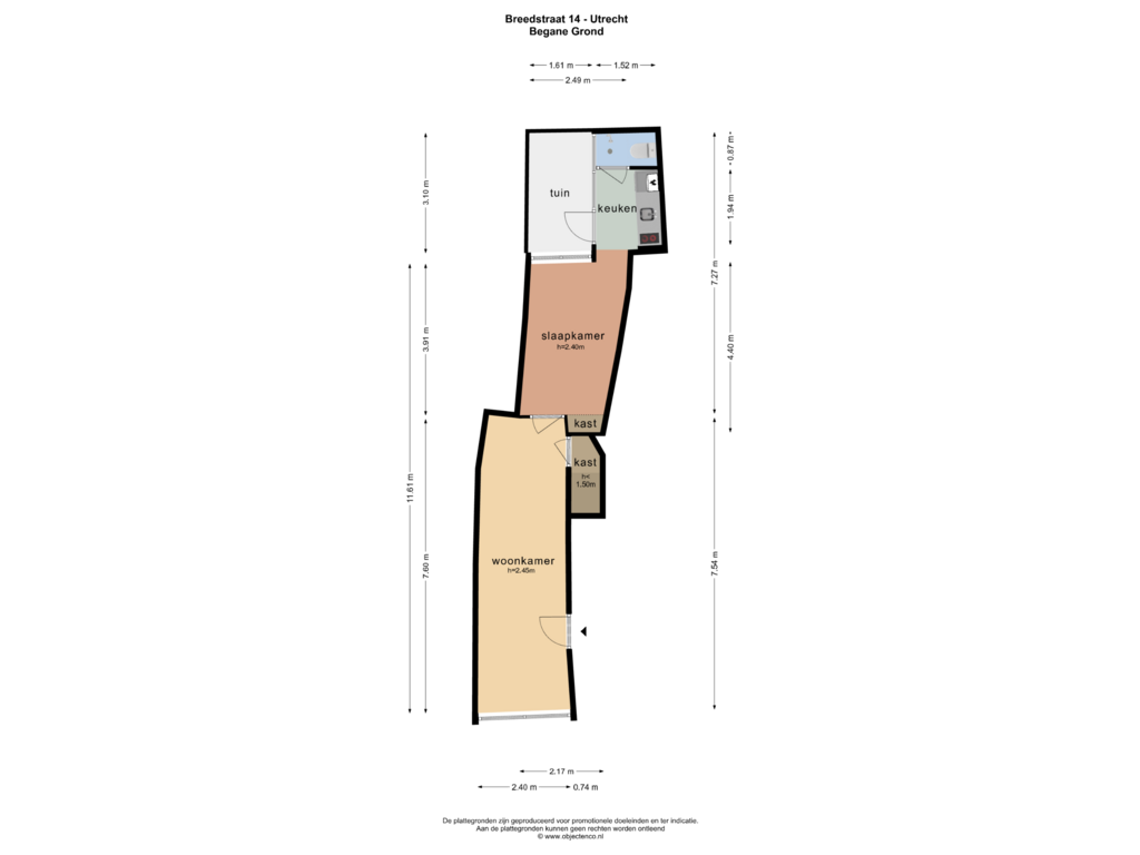 Bekijk plattegrond van BEGANE GROND van Breedstraat 14