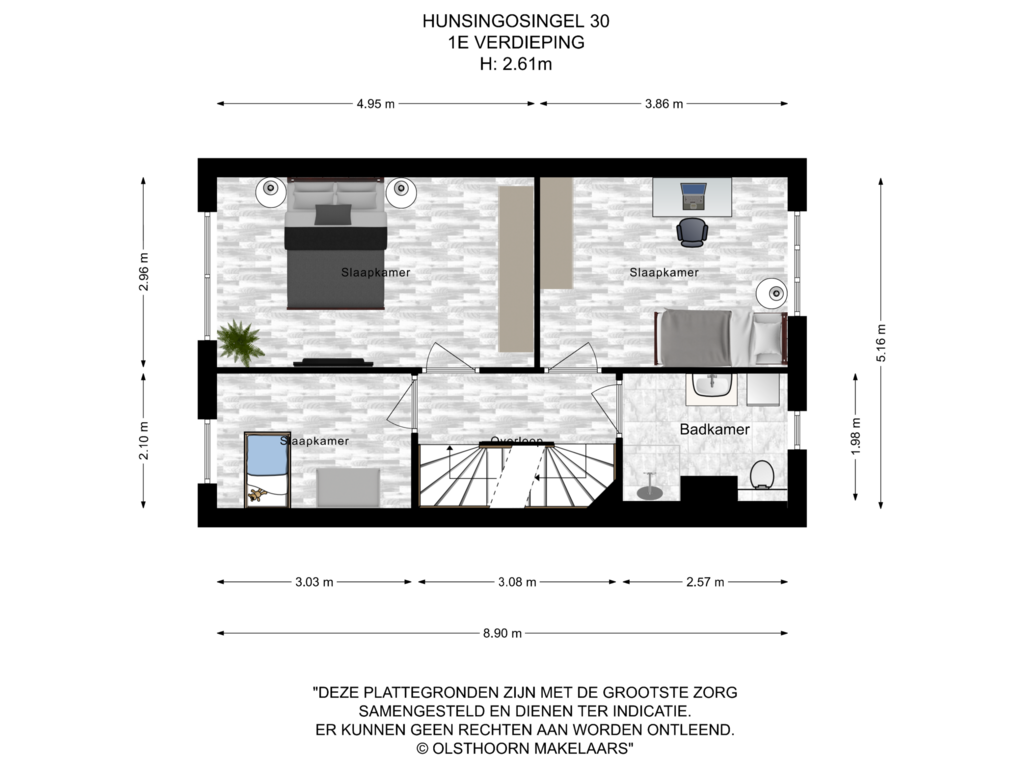 View floorplan of 1e verdieping of Hunsingosingel 30