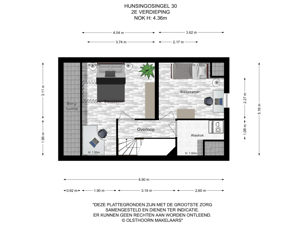 View floorplan of 2e verdieping of Hunsingosingel 30