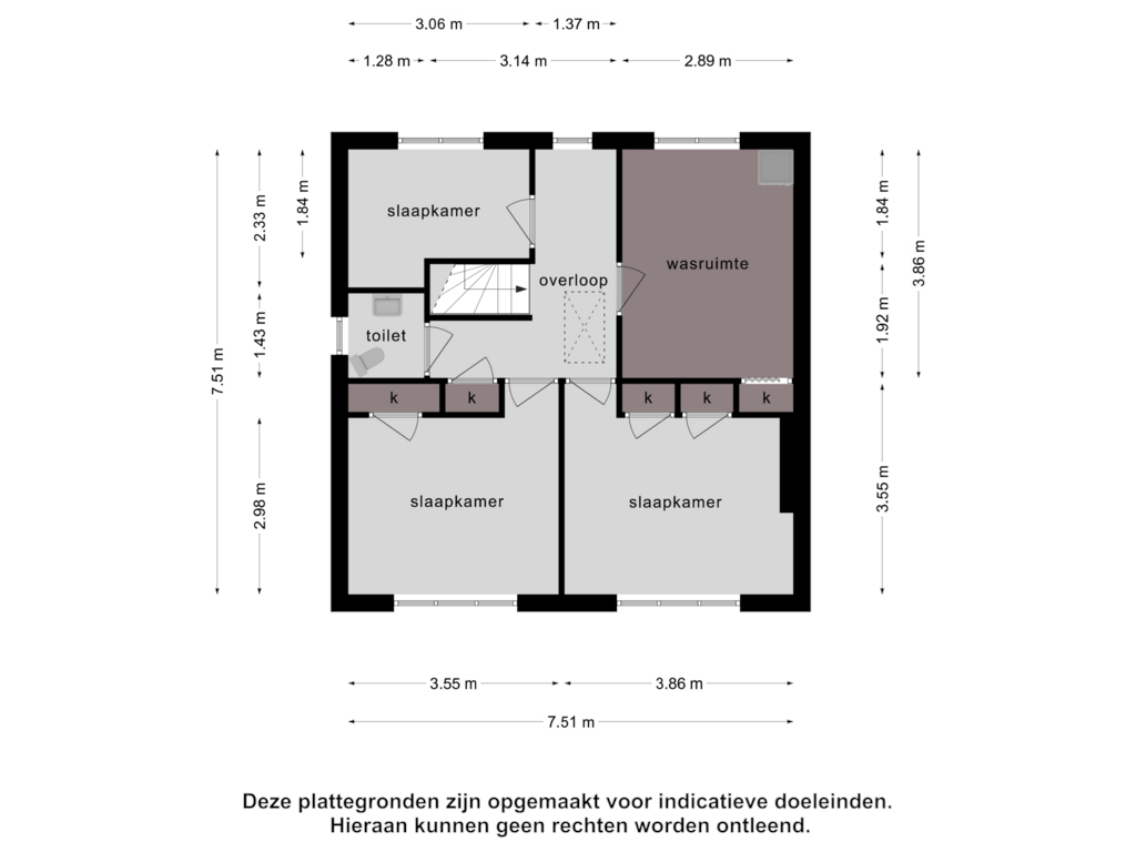 Bekijk plattegrond van 1e verdieping van Donze Visserstraat 89