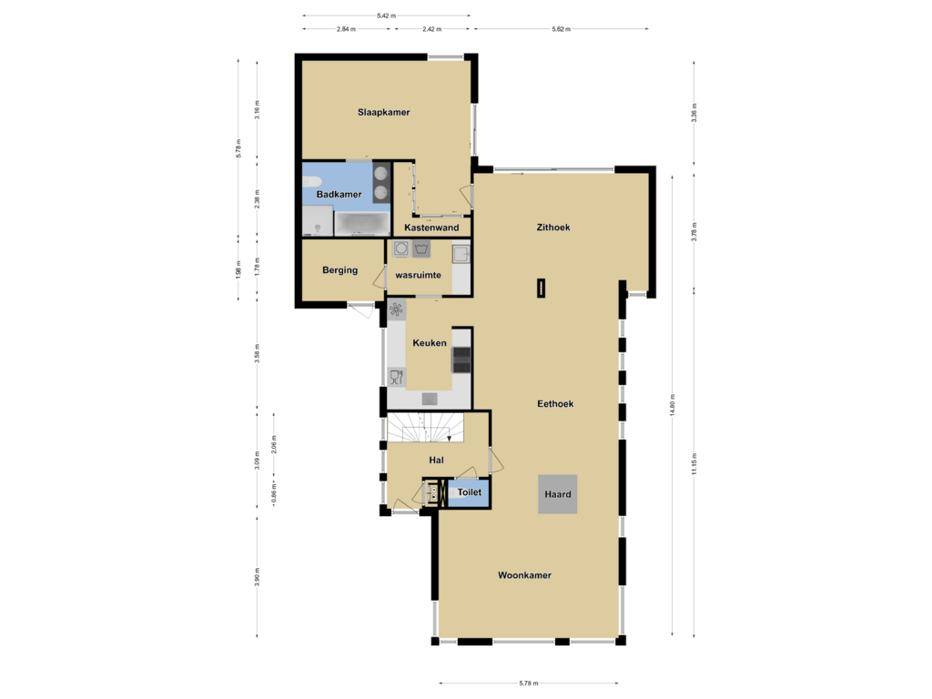 Bekijk plattegrond van Begane Grond van Grenswal 17