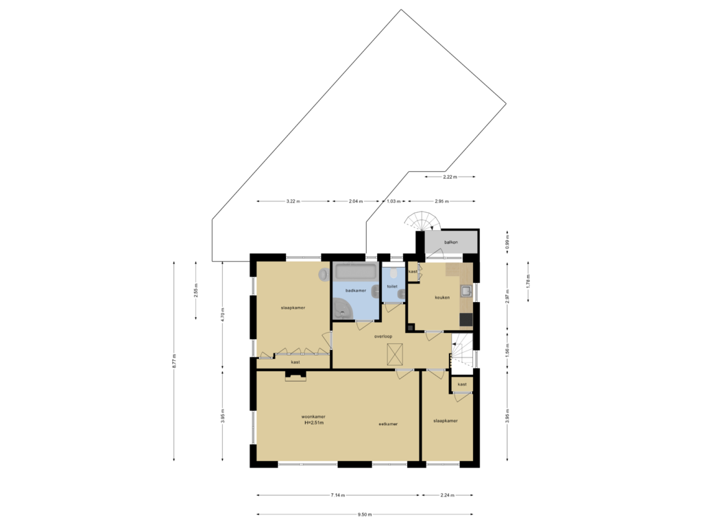 View floorplan of Eerste Verdieping of Rijssenseweg 16-A