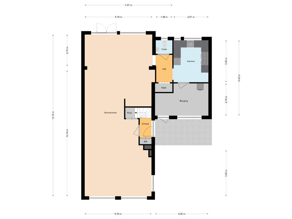 Bekijk plattegrond van Begane Grond van Kamerlingh Onnesstraat 13