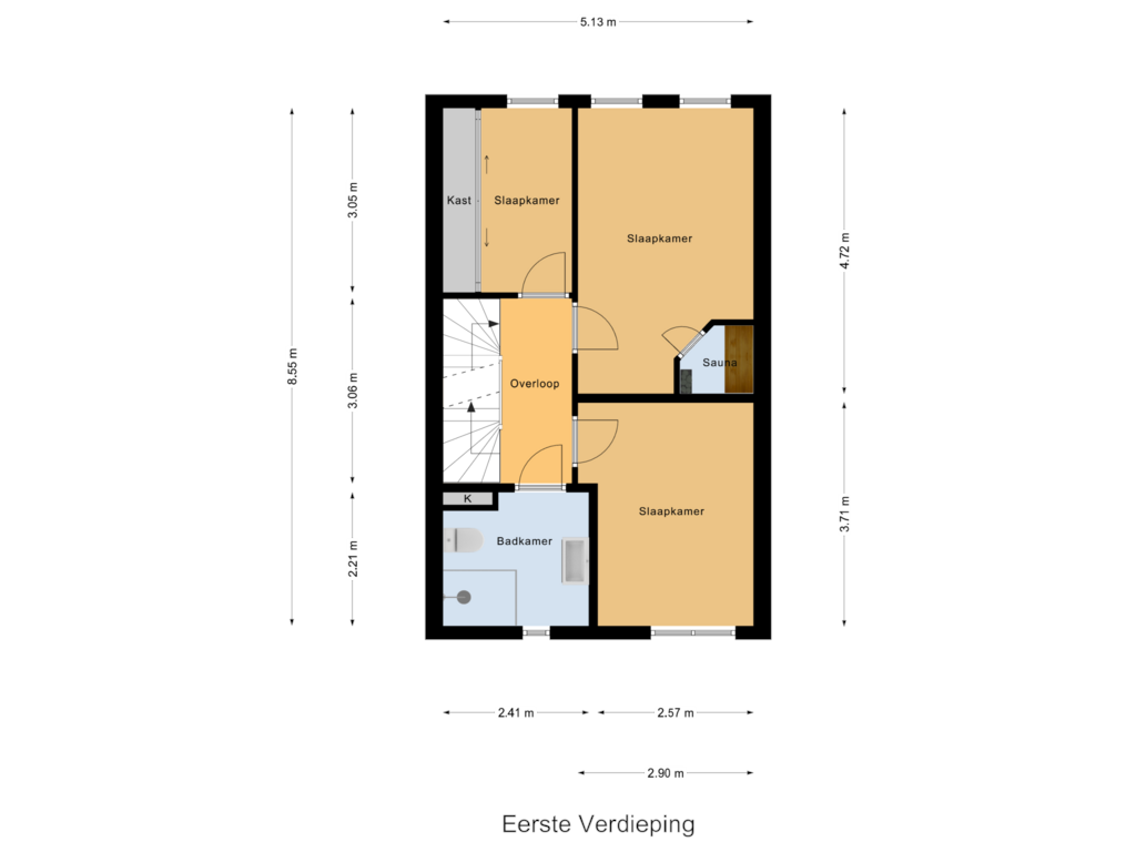 View floorplan of Eerste Verdieping of Zomereik 3