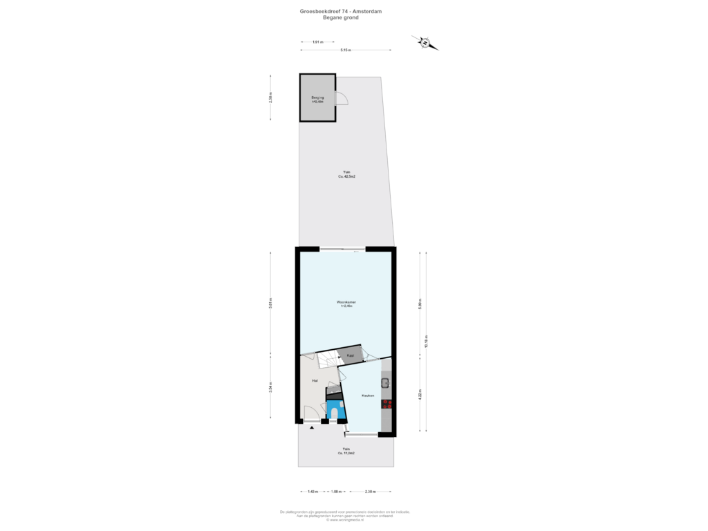 Bekijk plattegrond van Begane grond van Groesbeekdreef 74