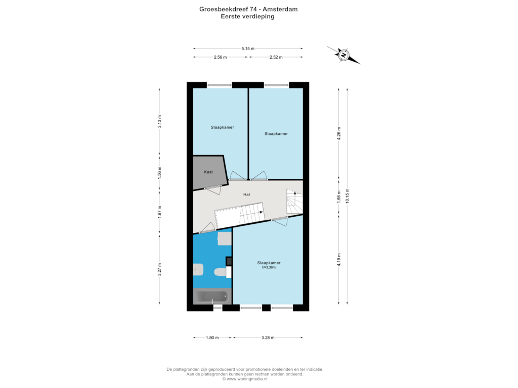 Bekijk plattegrond van Eerste verdieping van Groesbeekdreef 74