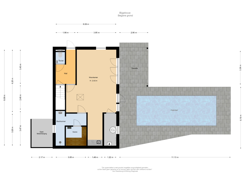 Bekijk plattegrond van Bijgebouw Begane grond van Lange Zuiderweg 3