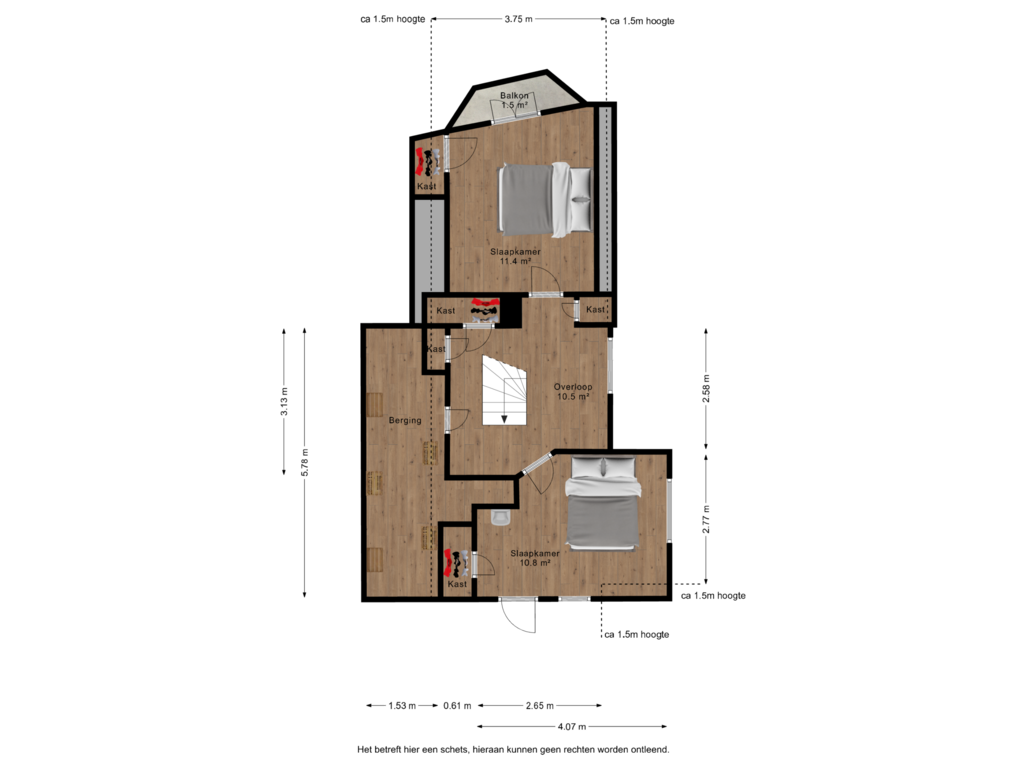 Bekijk plattegrond van 1e verdieping van Engelselaan 29