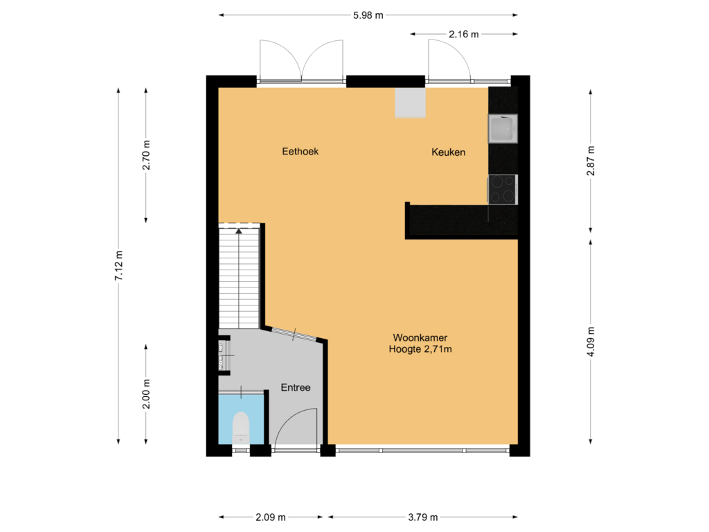 View floorplan of Begane grond of Singelstraat 18