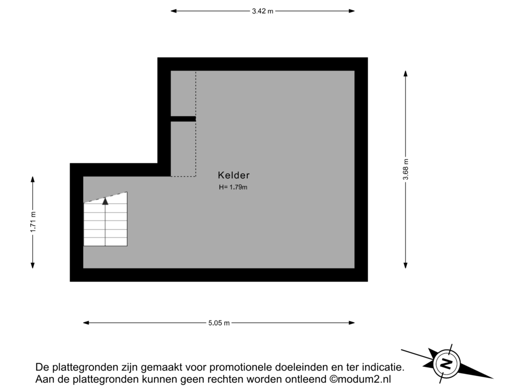 Bekijk plattegrond van Kelder van Zuideinde 96