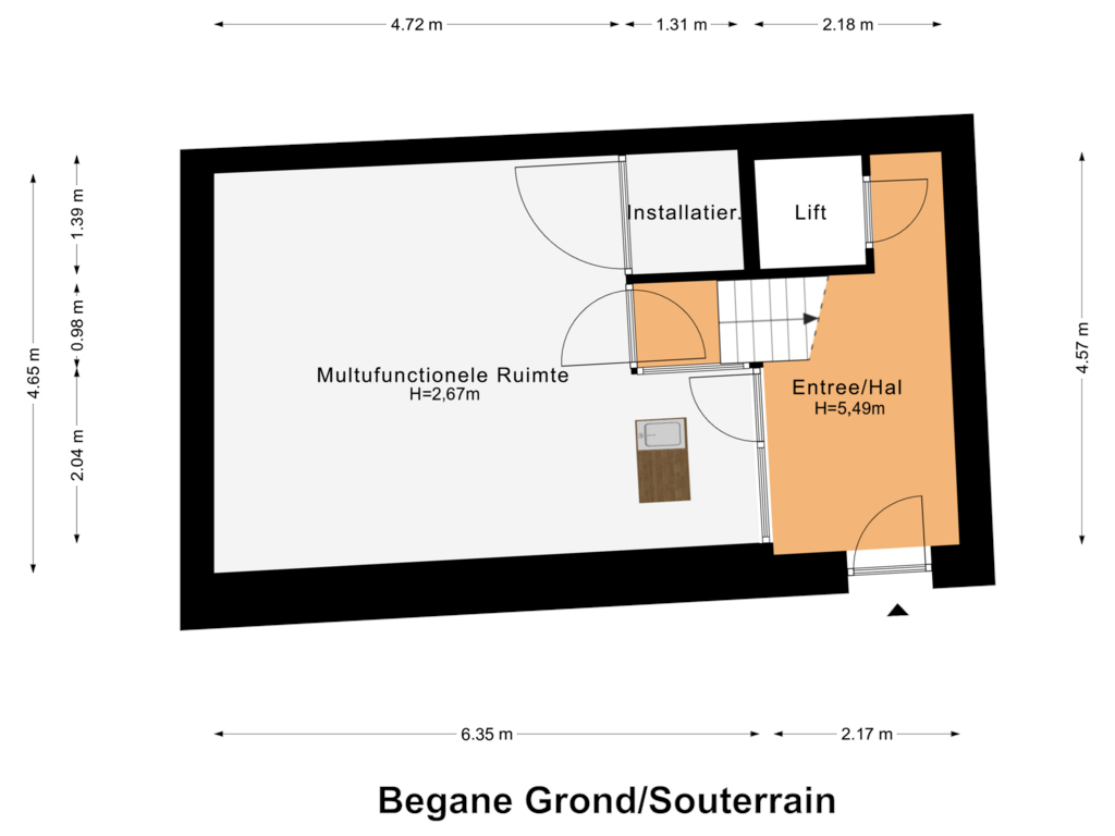 Bekijk plattegrond van Begane Grond/Souterrain van van Hasseltkade 24