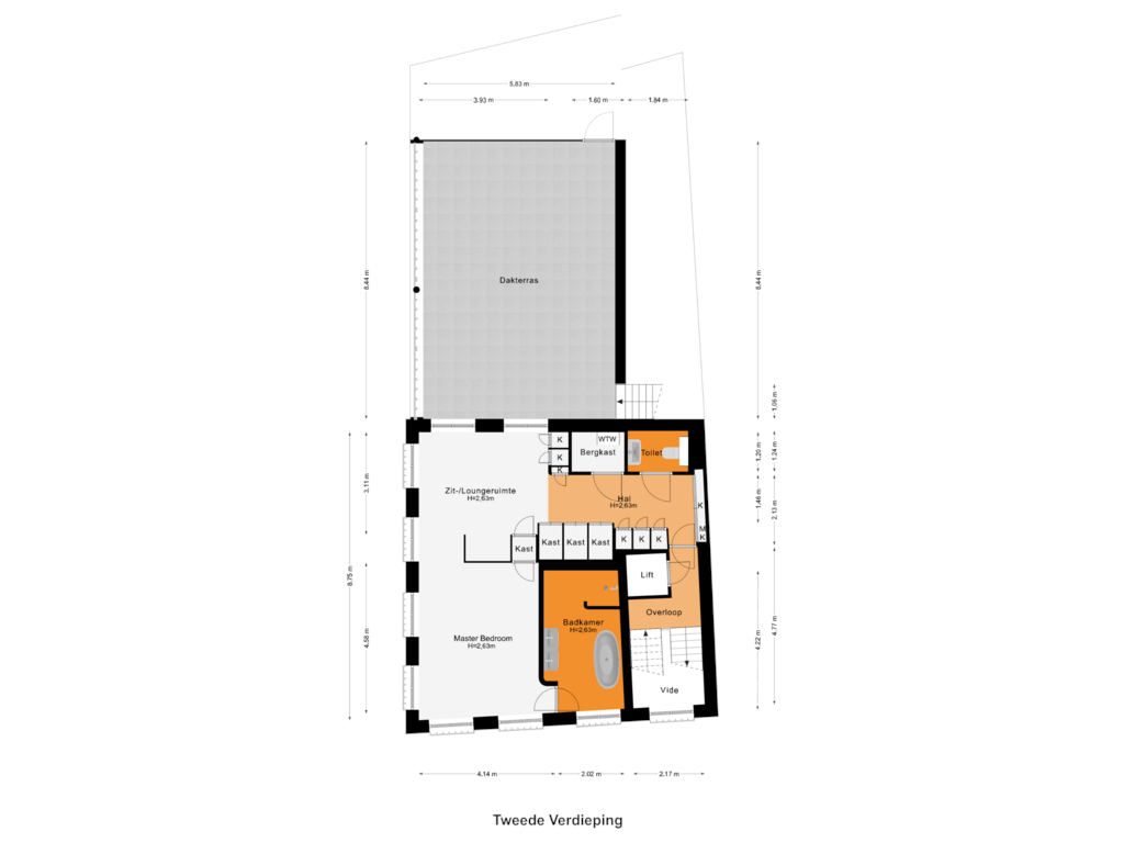 Bekijk plattegrond van Tweede Verdieping van van Hasseltkade 24