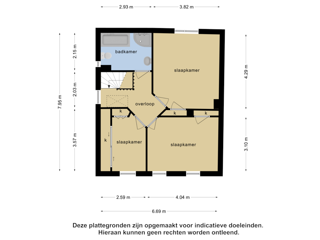 View floorplan of 1e verdieping of Staai 2