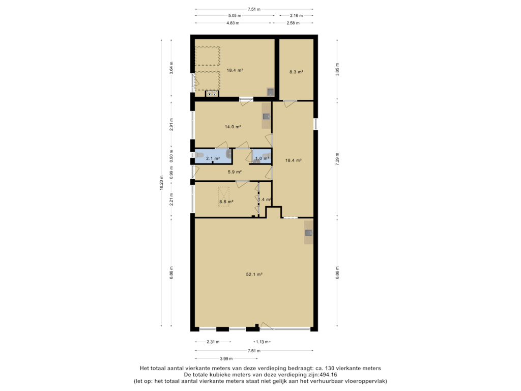 View floorplan of BOG-Begane grond of van Harenstraat 18