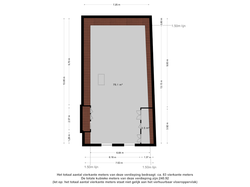 View floorplan of BOG-1e verdieping of van Harenstraat 18