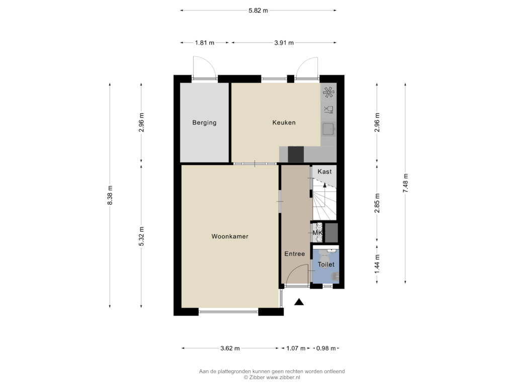 Bekijk plattegrond van Begane grond van Klompenmakerstraat 54