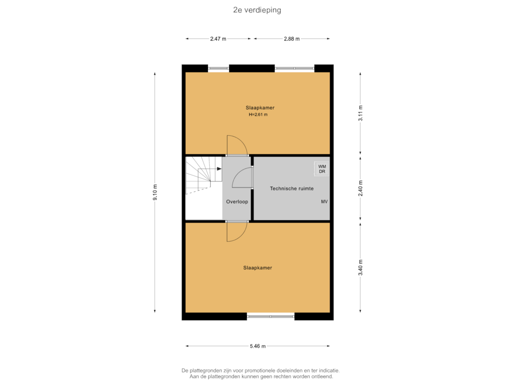 Bekijk plattegrond van 2e verdieping van Donatellostraat 88