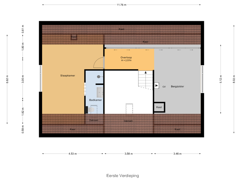 Bekijk plattegrond van Eerste Verdieping van Kerkedijk 17