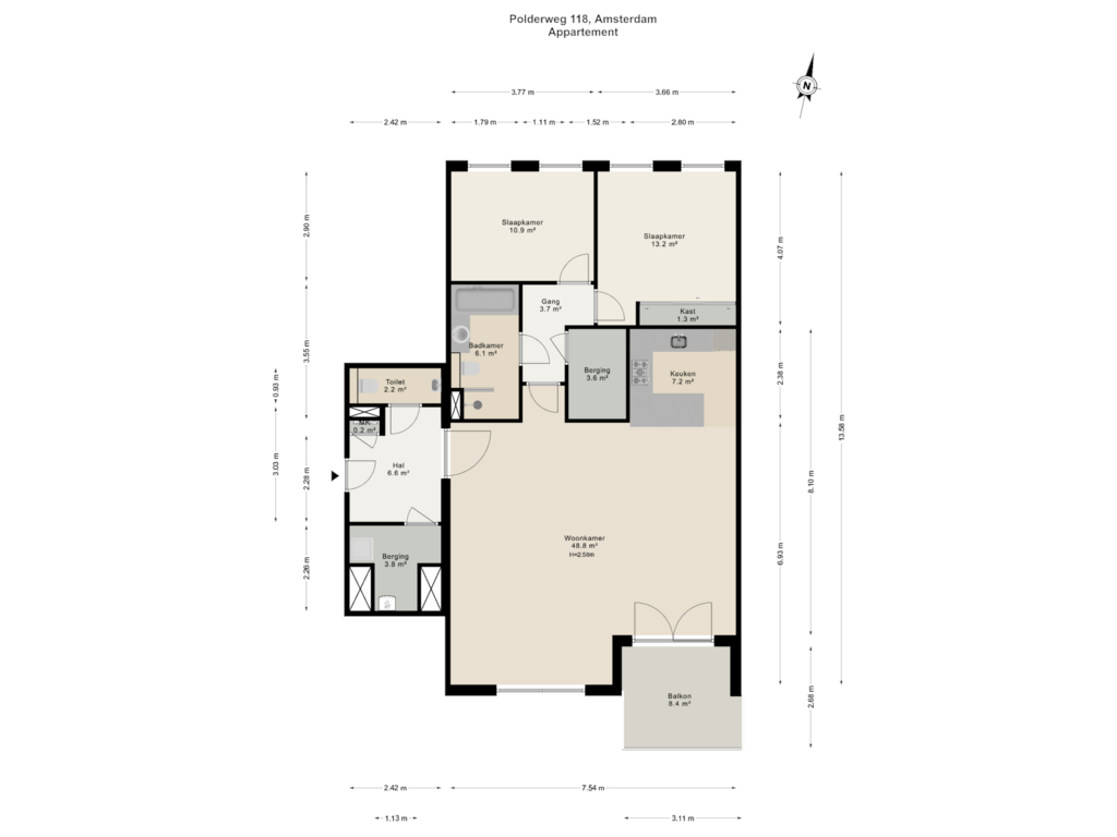 Bekijk plattegrond van Appartement van Polderweg 118