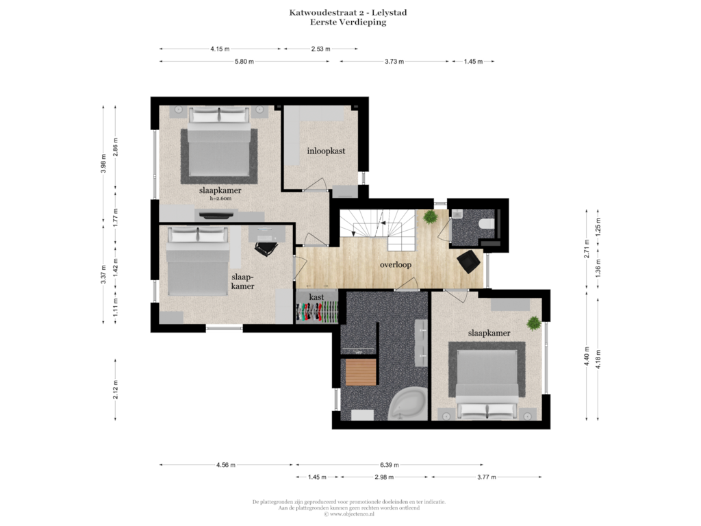 Bekijk plattegrond van EERSTE VERDIEPING van Katwoudestraat 2