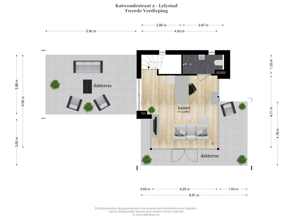 Bekijk plattegrond van TWEEDE VERDIEPING van Katwoudestraat 2