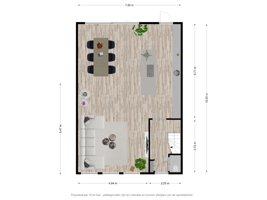 Bekijk plattegrond van Begane grond - Populierstraat 10 te Oss van Populierstraat 10