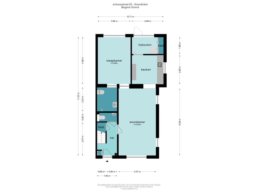 Bekijk plattegrond van BEGANE GROND van Julianastraat 63