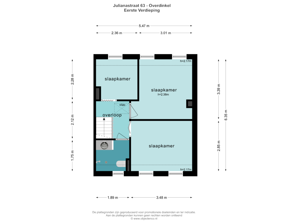 Bekijk plattegrond van EERSTE VERDIEPING van Julianastraat 63