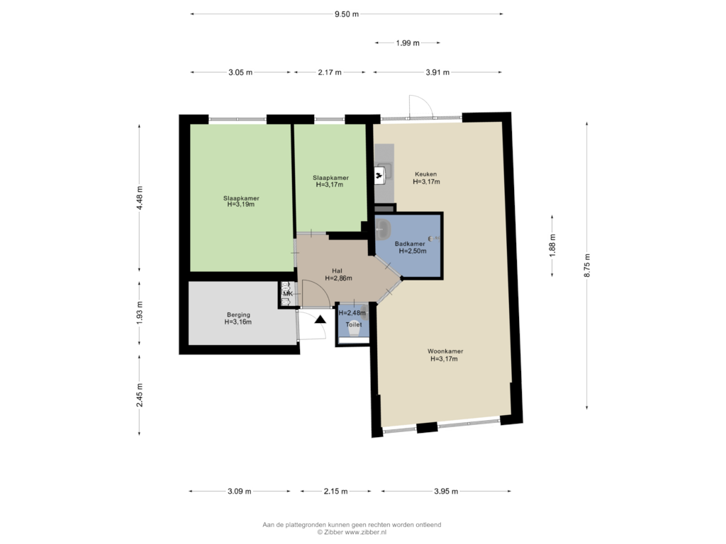 Bekijk plattegrond van Begane grond van Museumstraat 57