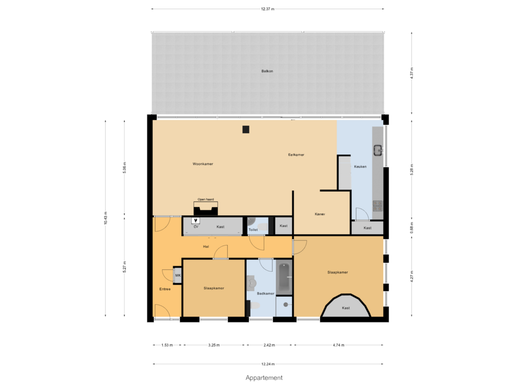 Bekijk plattegrond van Appartement van Van de Spiegelstraat 46