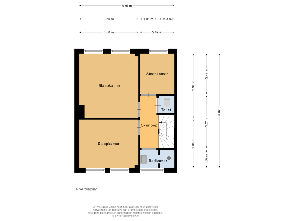 View floorplan of 1e verdieping of Lindenstraat 13