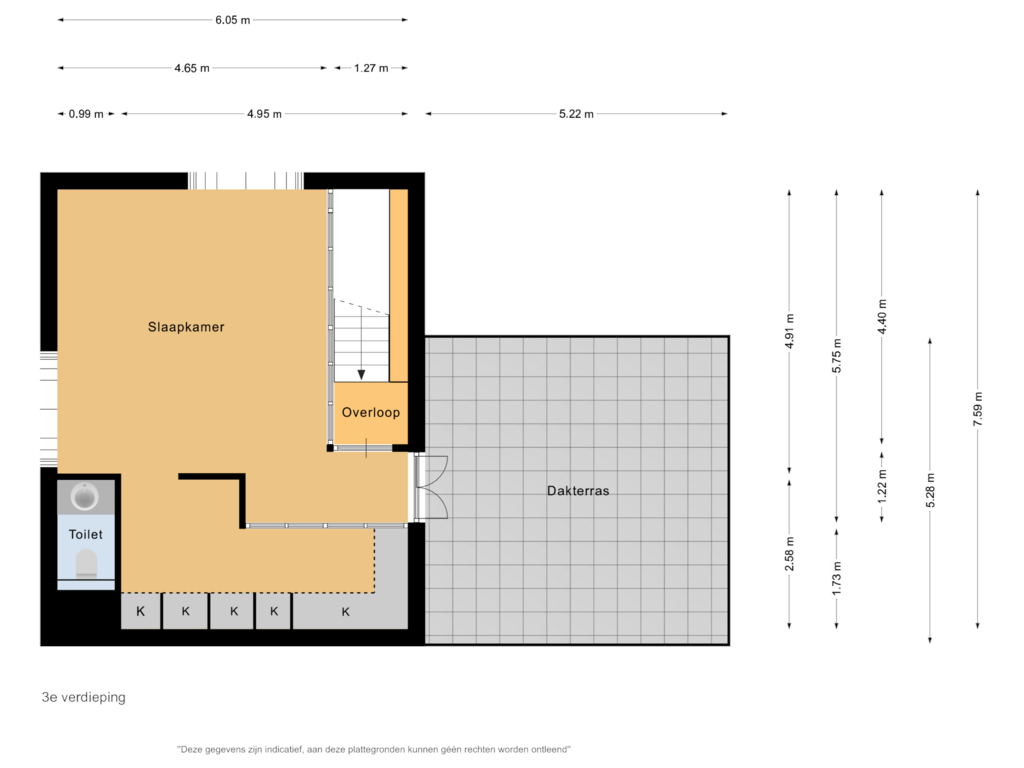 Bekijk plattegrond van 3e verdieping van Beyaertlaan 50