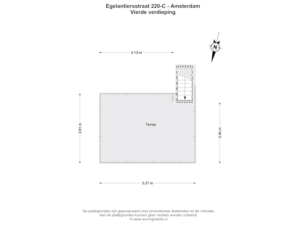 View floorplan of Vierde verdieping of Egelantiersstraat 220-C