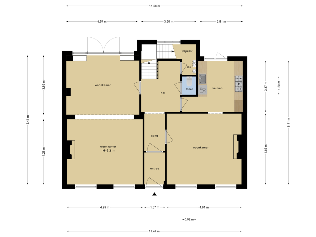 View floorplan of Begane Grond of Brouwerijstraat 9