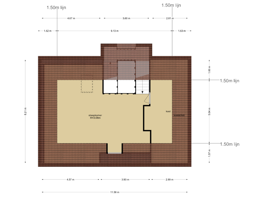 View floorplan of Tweede Verdieping of Brouwerijstraat 9