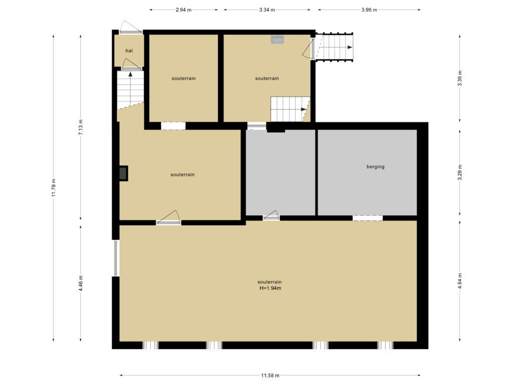 View floorplan of Souterrain of Brouwerijstraat 9