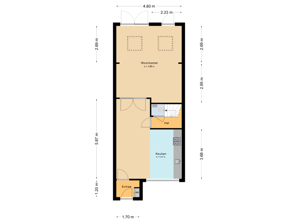 Bekijk plattegrond van Begane grond van Burg. Warnerslaan 39