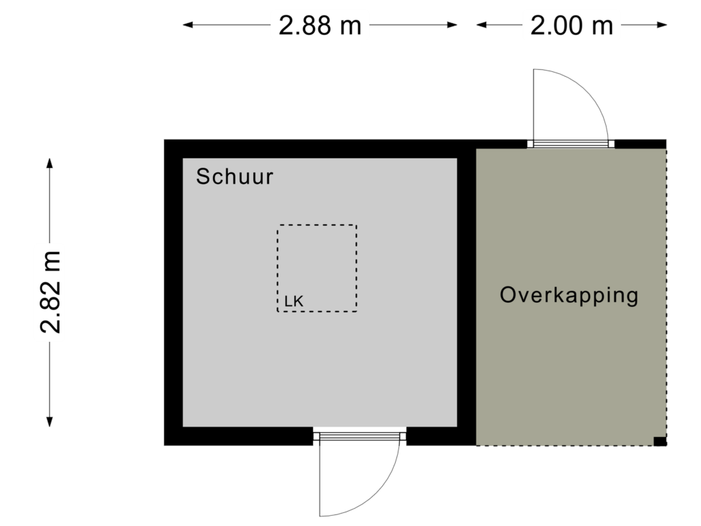 Bekijk plattegrond van Schuur / overkapping van Burg. Warnerslaan 39